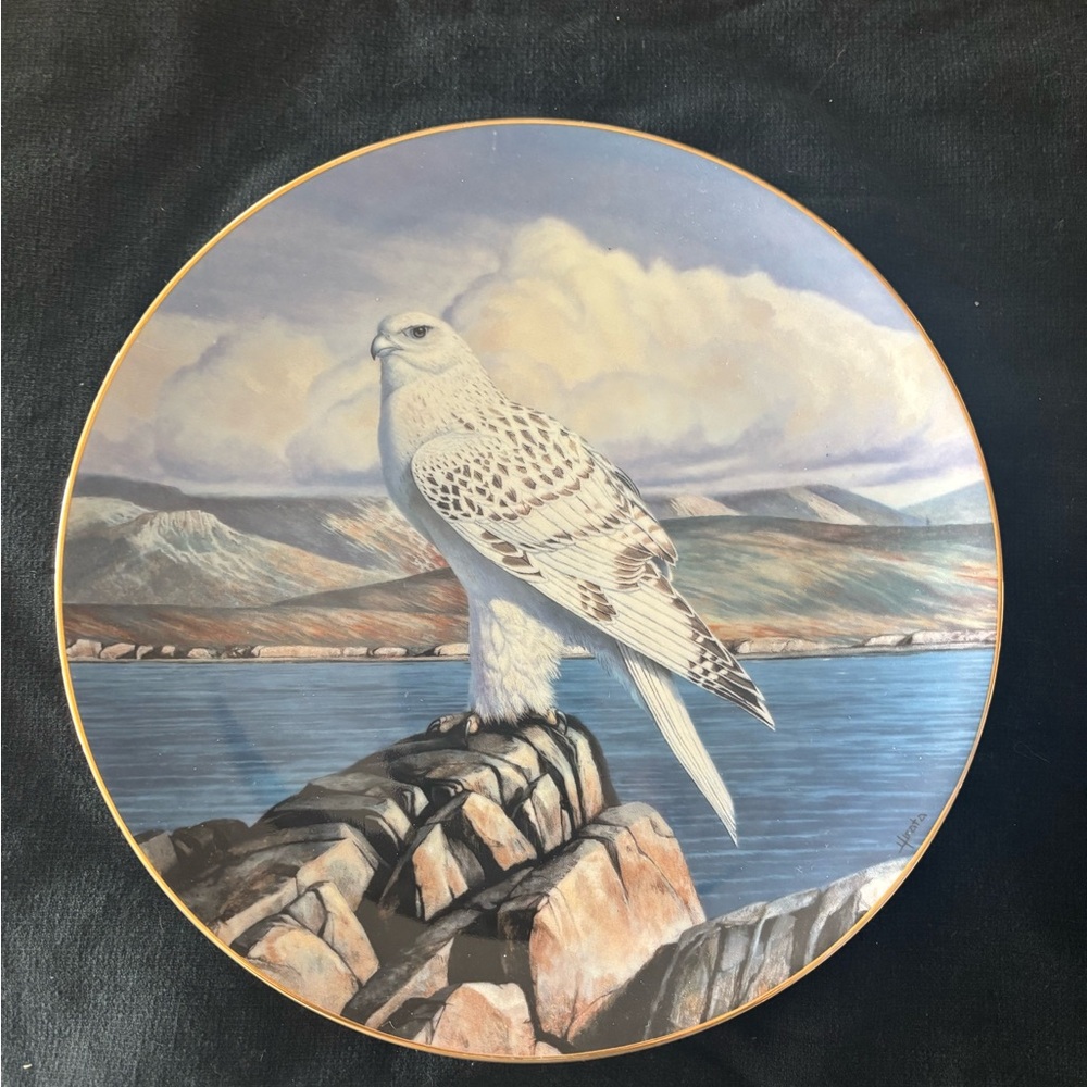 Decorative Plate with White Bird Designsentry of the North Plate by Thomas Hnata